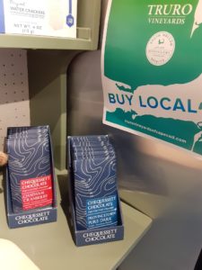 Chocotake bars are shown under a Buy Local sign
