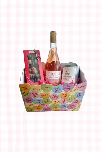 Valentines Day Gift Basket featuring Rose Wine